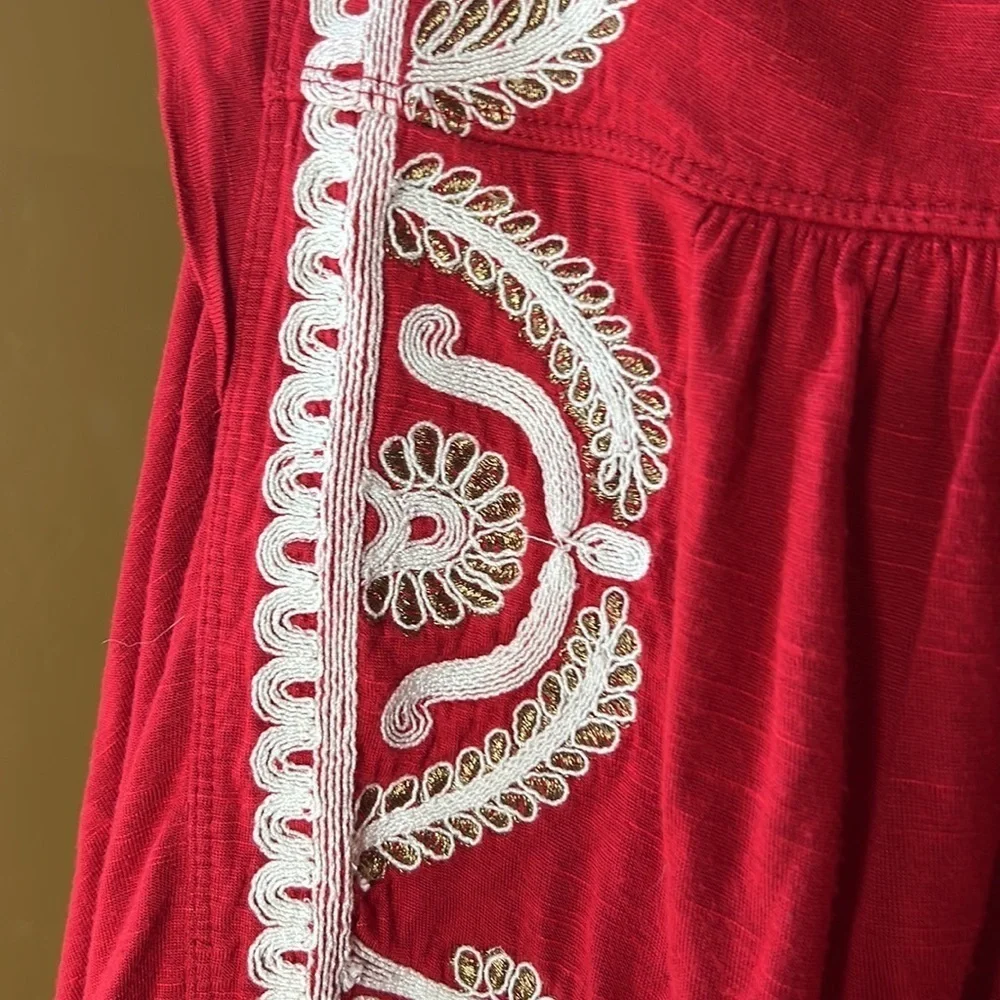 Free People Dos Segundos Red Embroidered Boho Top Size XS